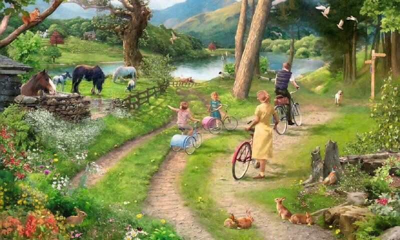 Family on Bicycles