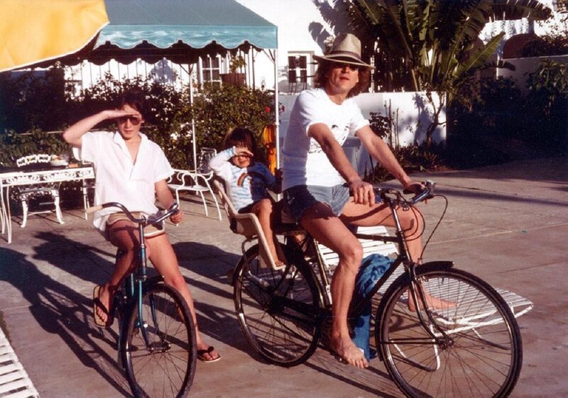 Family on Bicycles — White