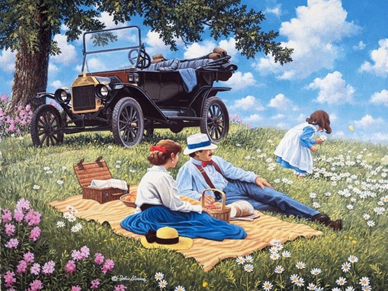 Family on Picnic — Green