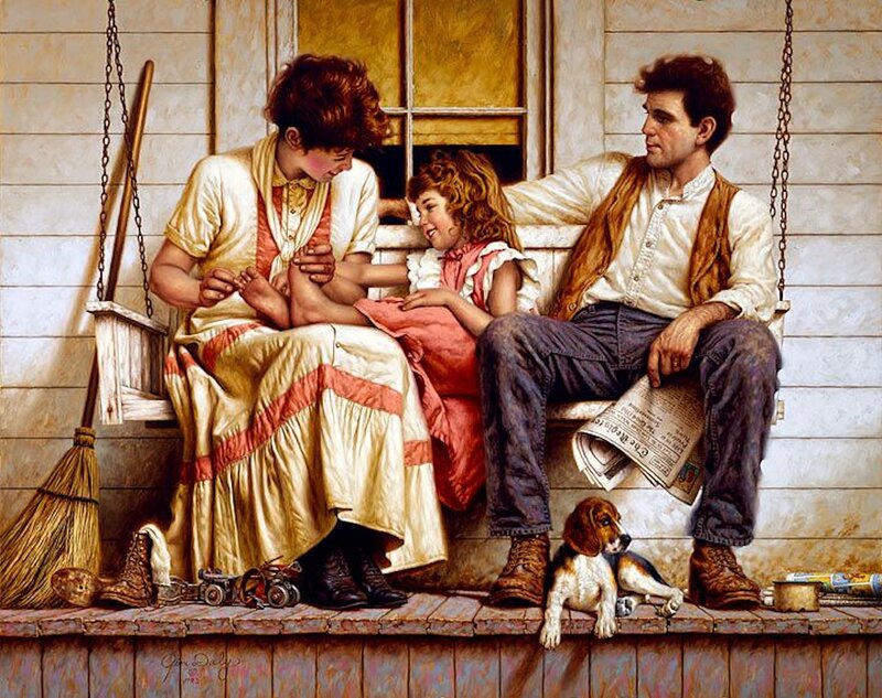 Family on Porch Swing