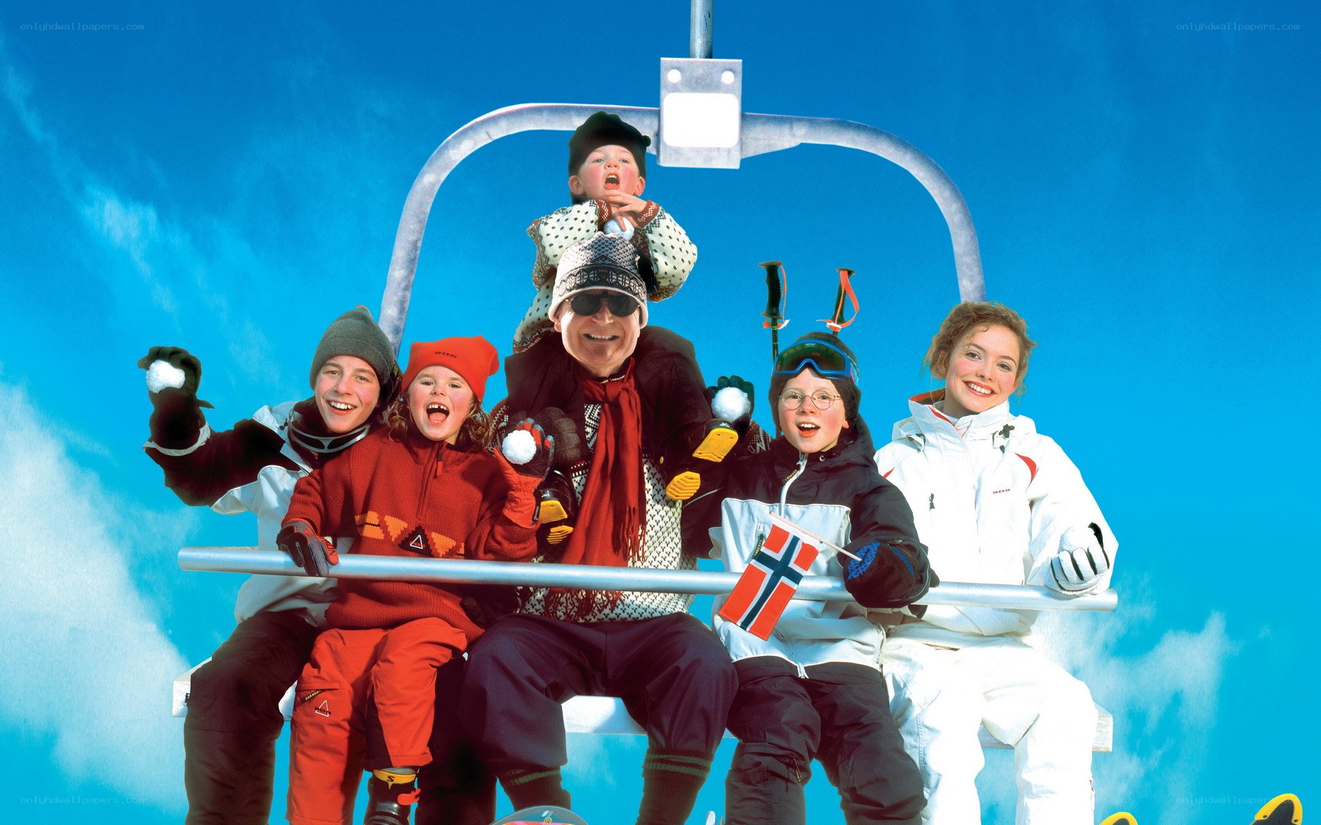 Family on ski lift