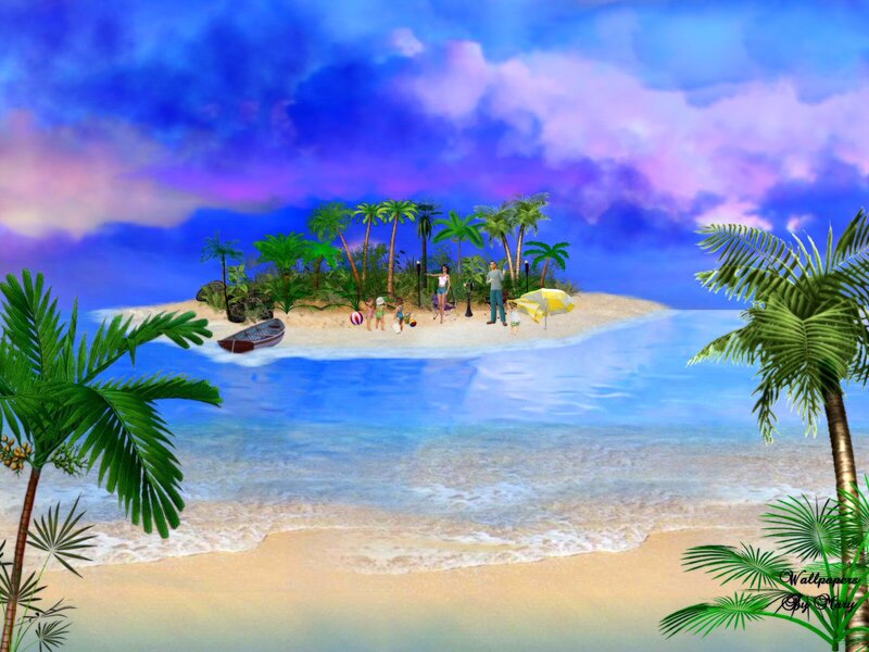 Family on Tropical Island