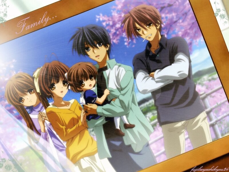 Family photo of anime characters