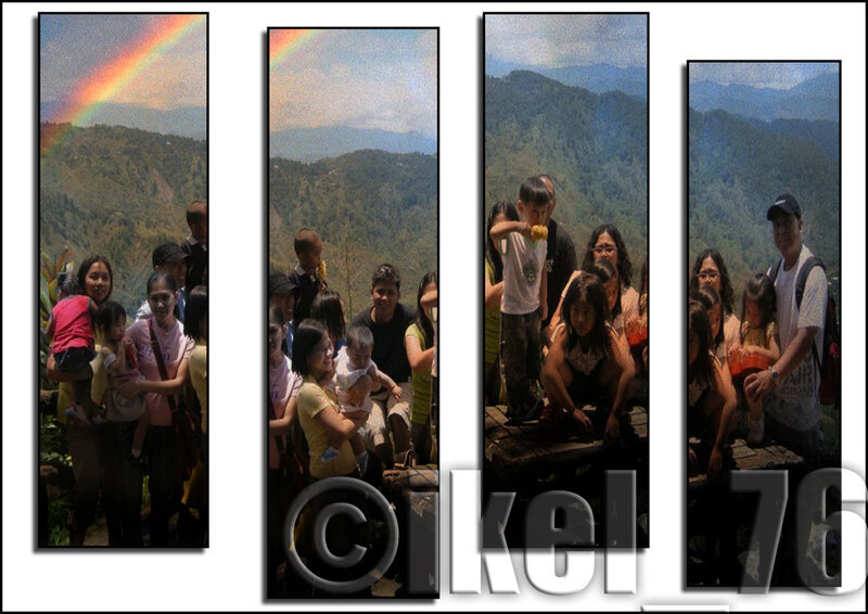 Family photos at mountain viewpoint