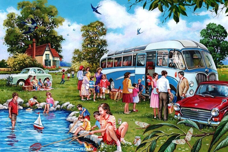Family Picnic by Lake