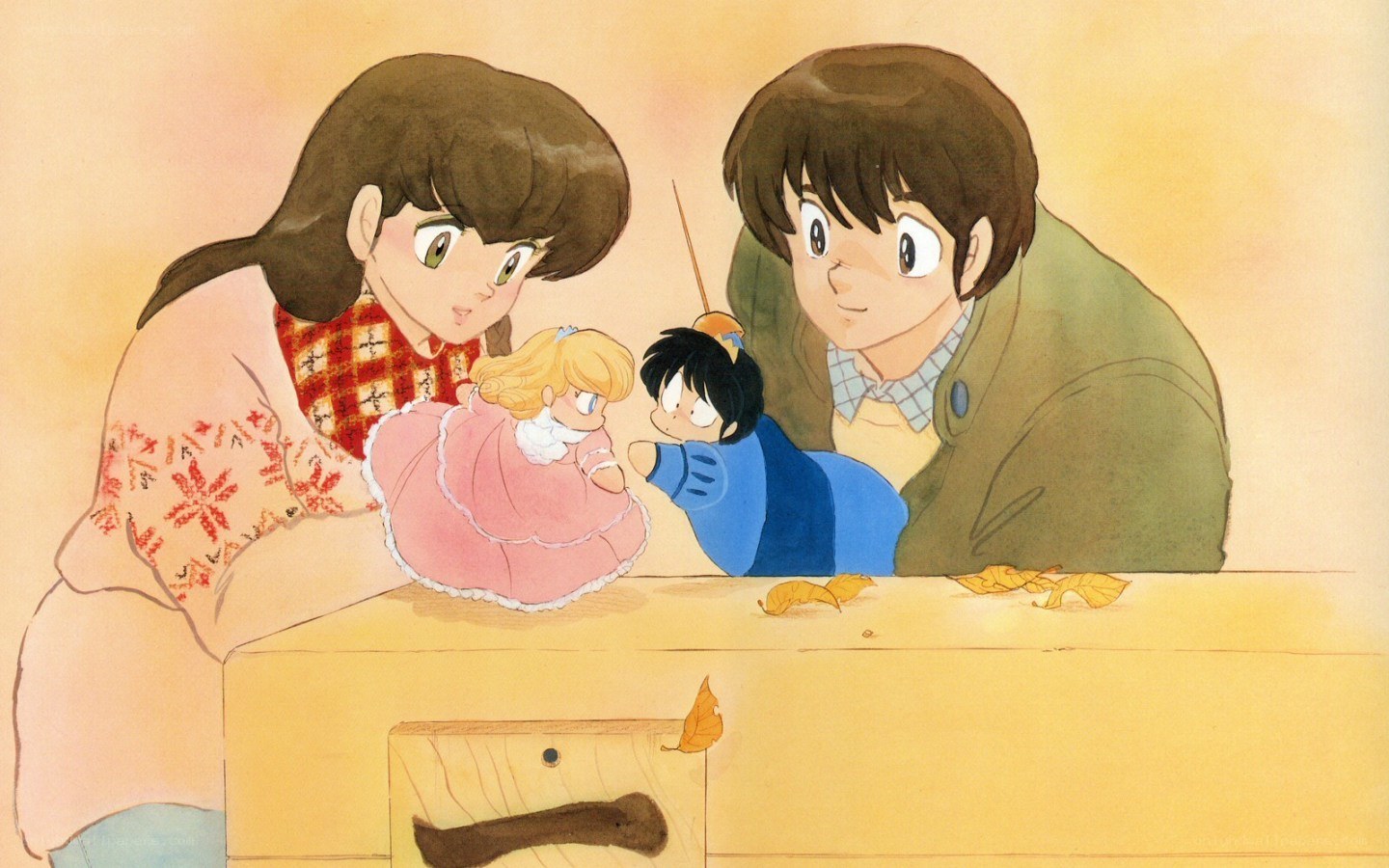 family playing with dolls