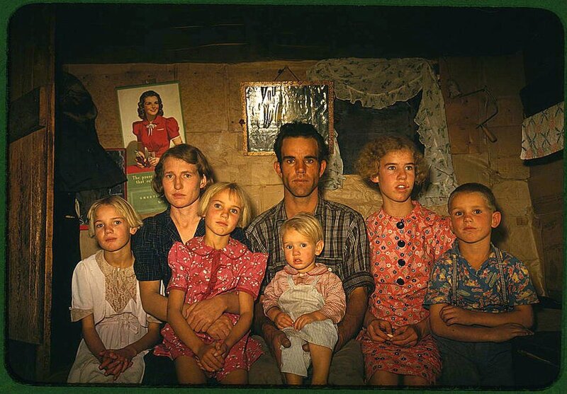 Family portrait in a modest home