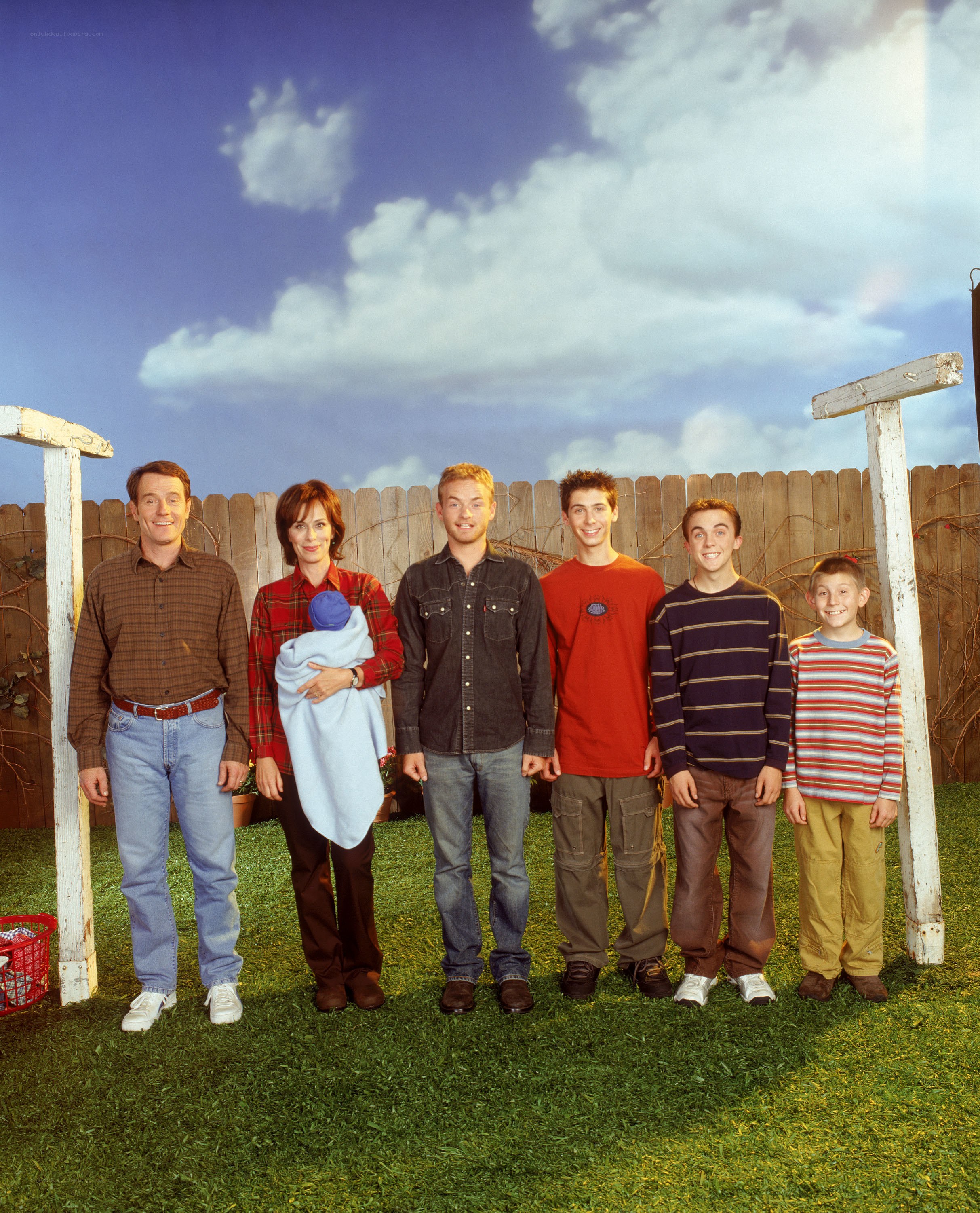 Family portrait in backyard