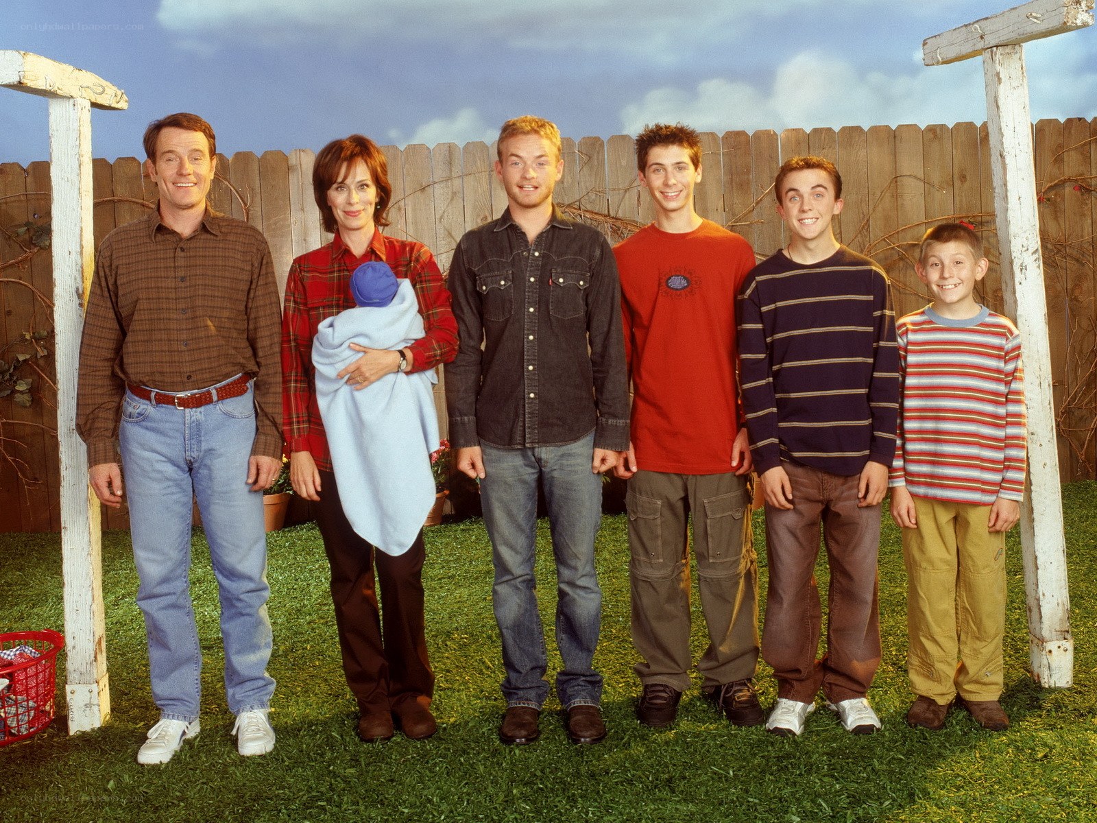 Family portrait in backyard