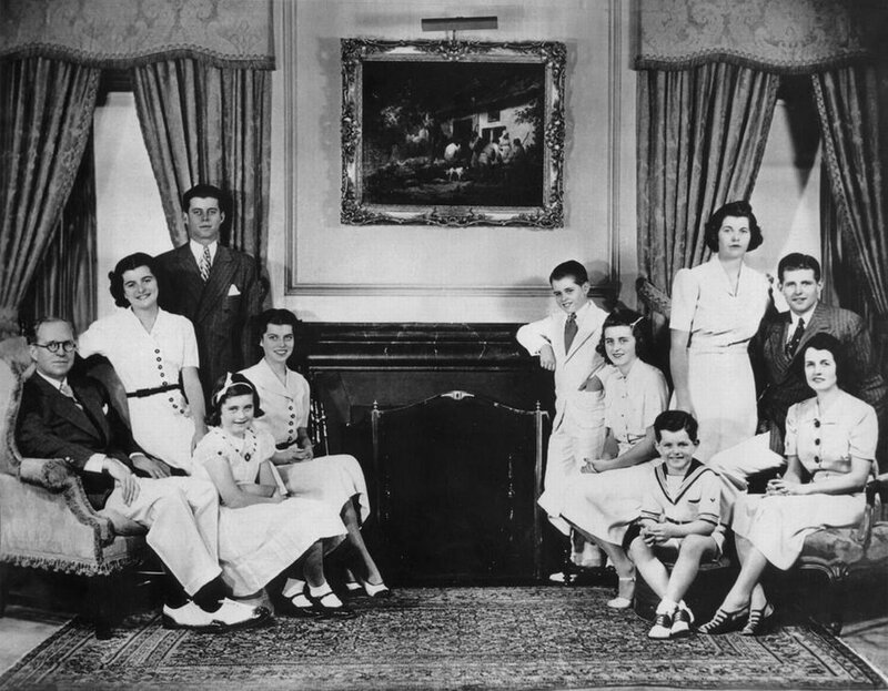 Family portrait in formal living room