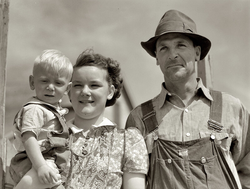 Family portrait in overalls