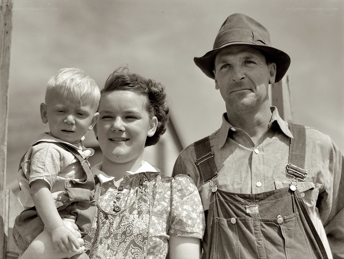 Family portrait in overalls