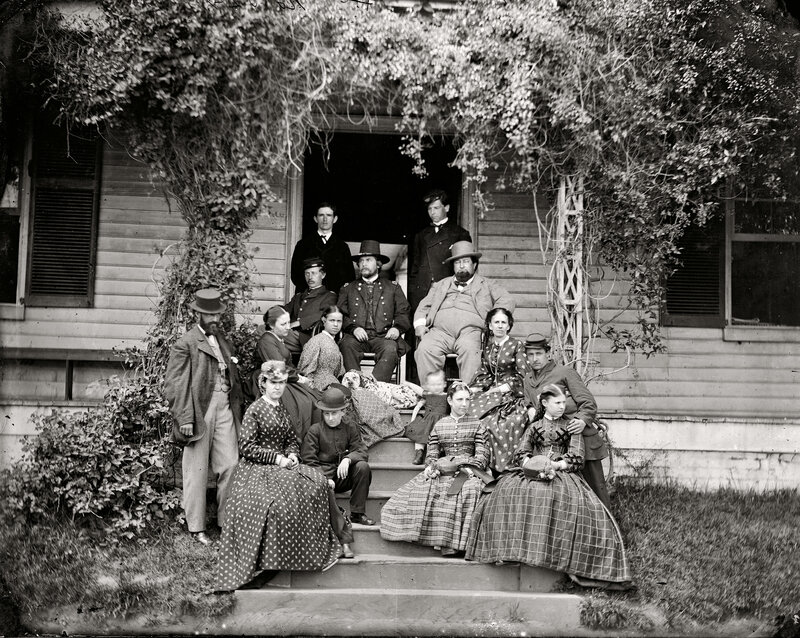 Family portrait on porch steps