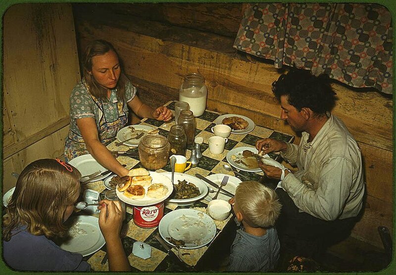 Family sharing a meal at home