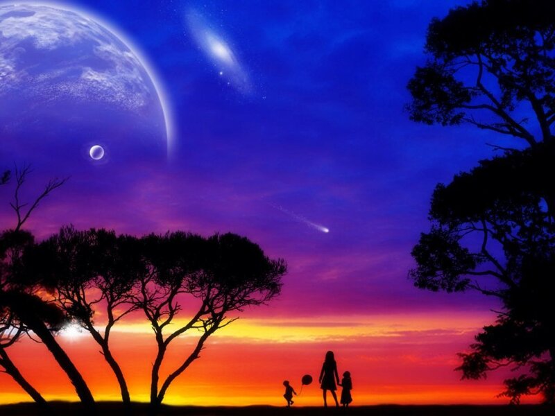 Family Silhouette at Sunset