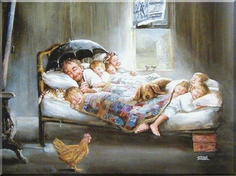 Family Sleeping in Bed