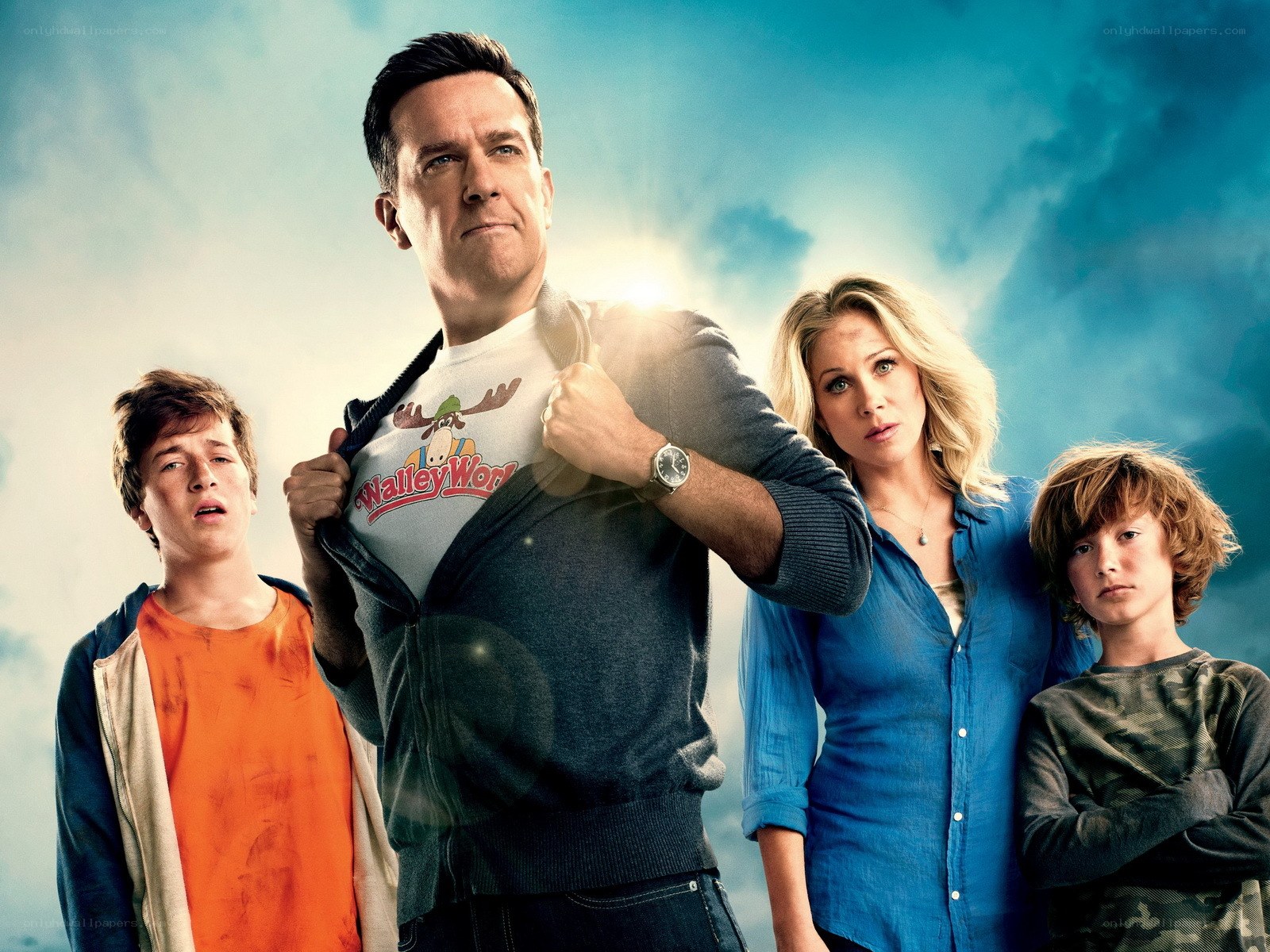 Family superhero movie poster