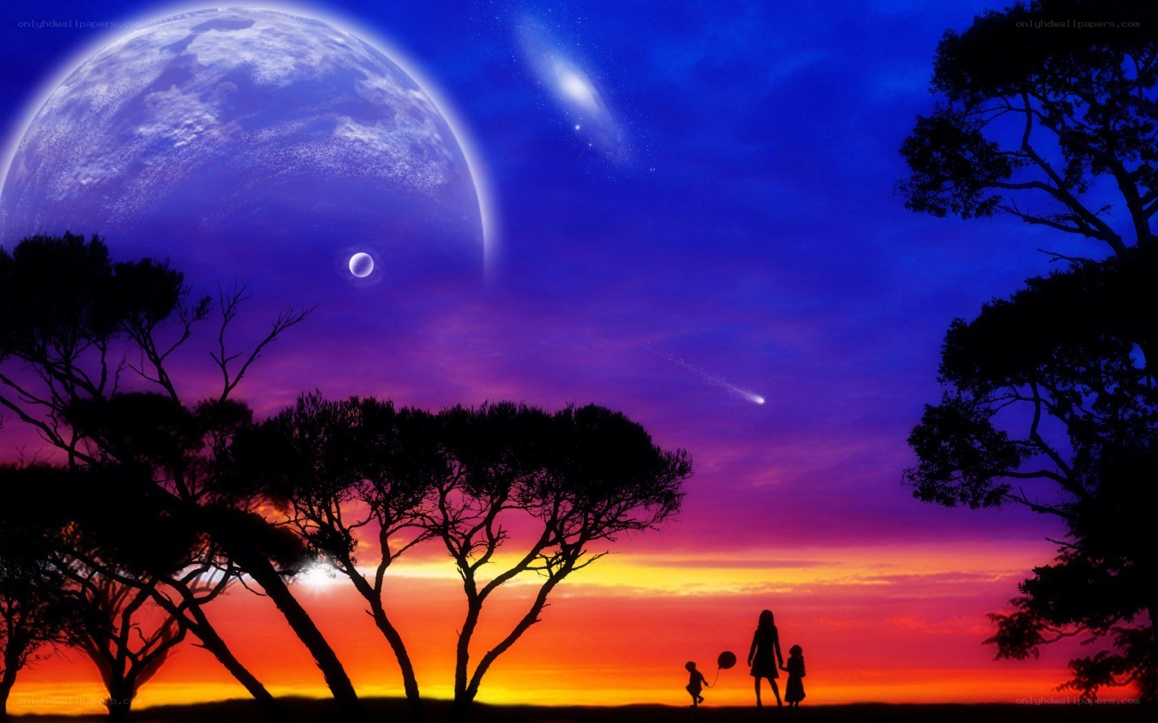 Family under alien sky