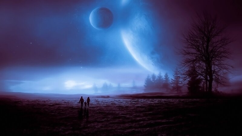 Family under alien sky