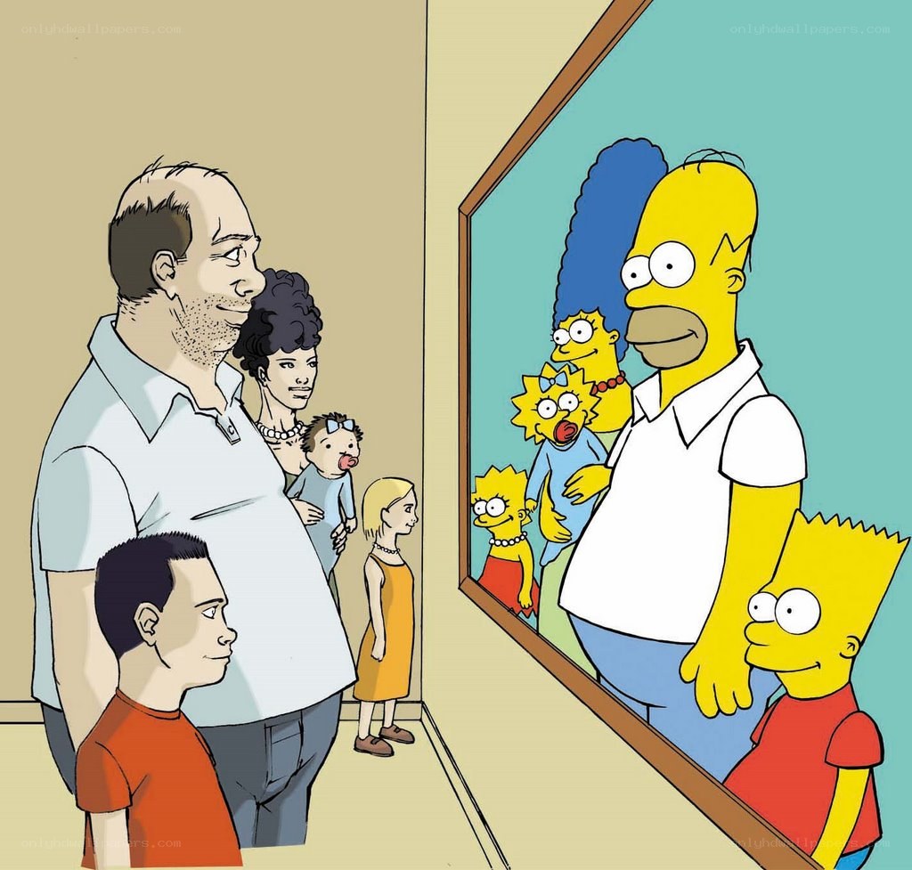 Family viewing cartoon