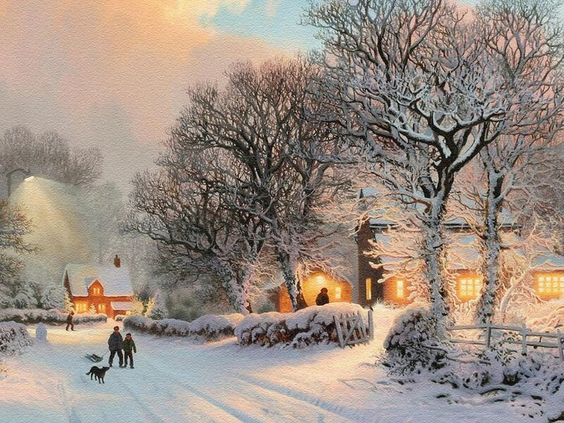 Family Walking in Snow