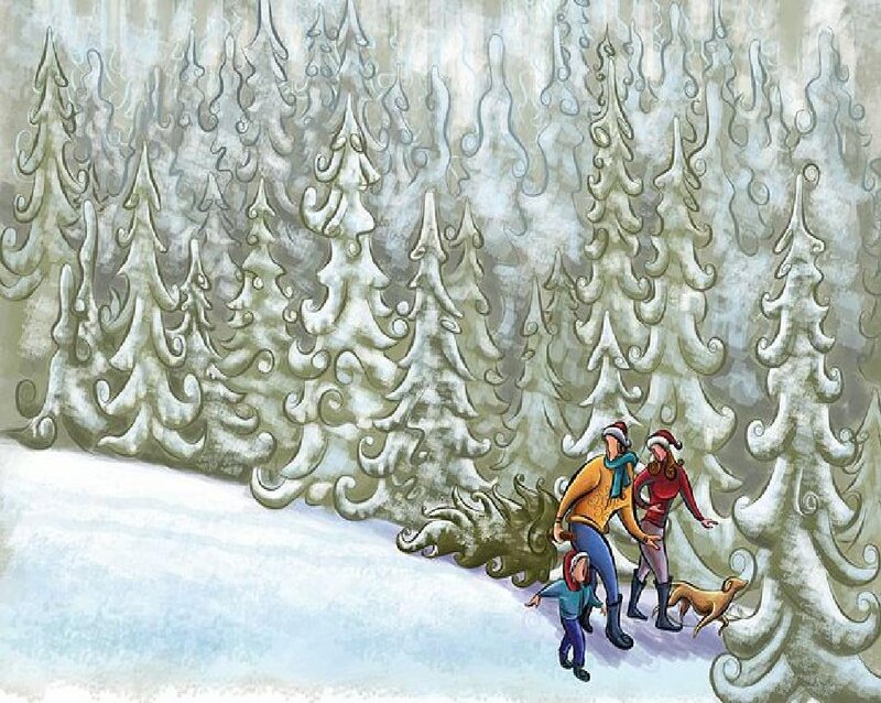 Family Walking in Snow — White, Calm