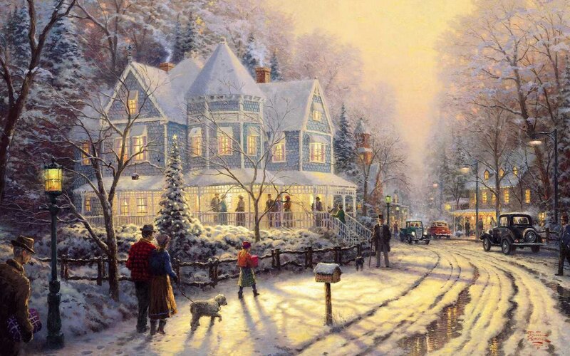 Family Walking in Snow — White, Peaceful
