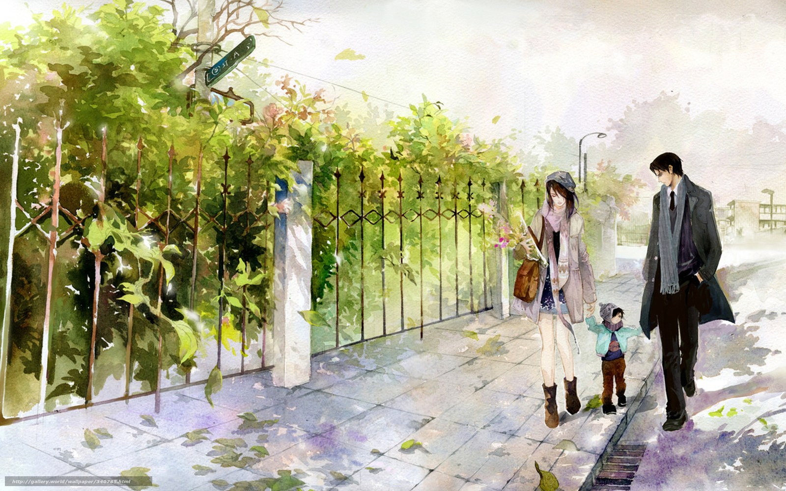 Family walking on a sunny day