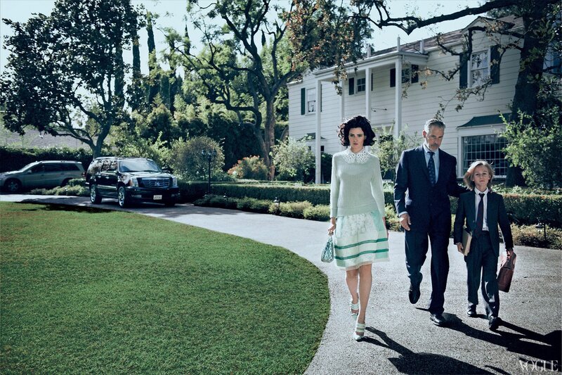 Family walking on driveway