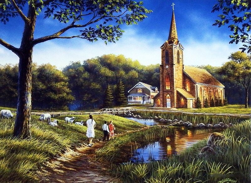 Family Walking to Church