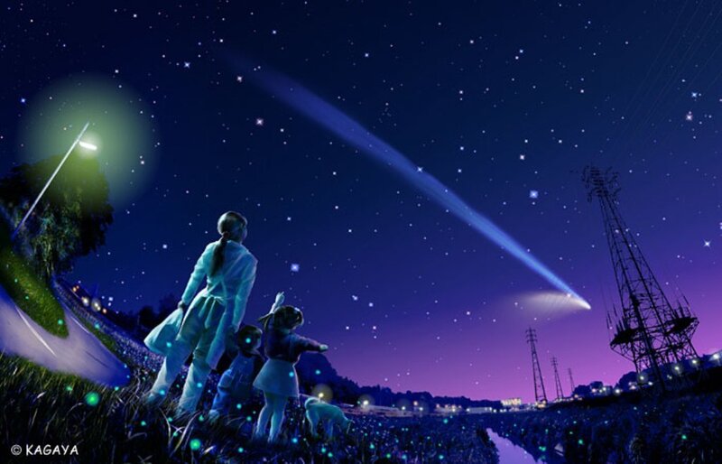 Family watching a meteor shower