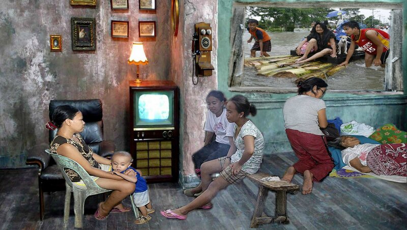 Family Watching TV — Brown