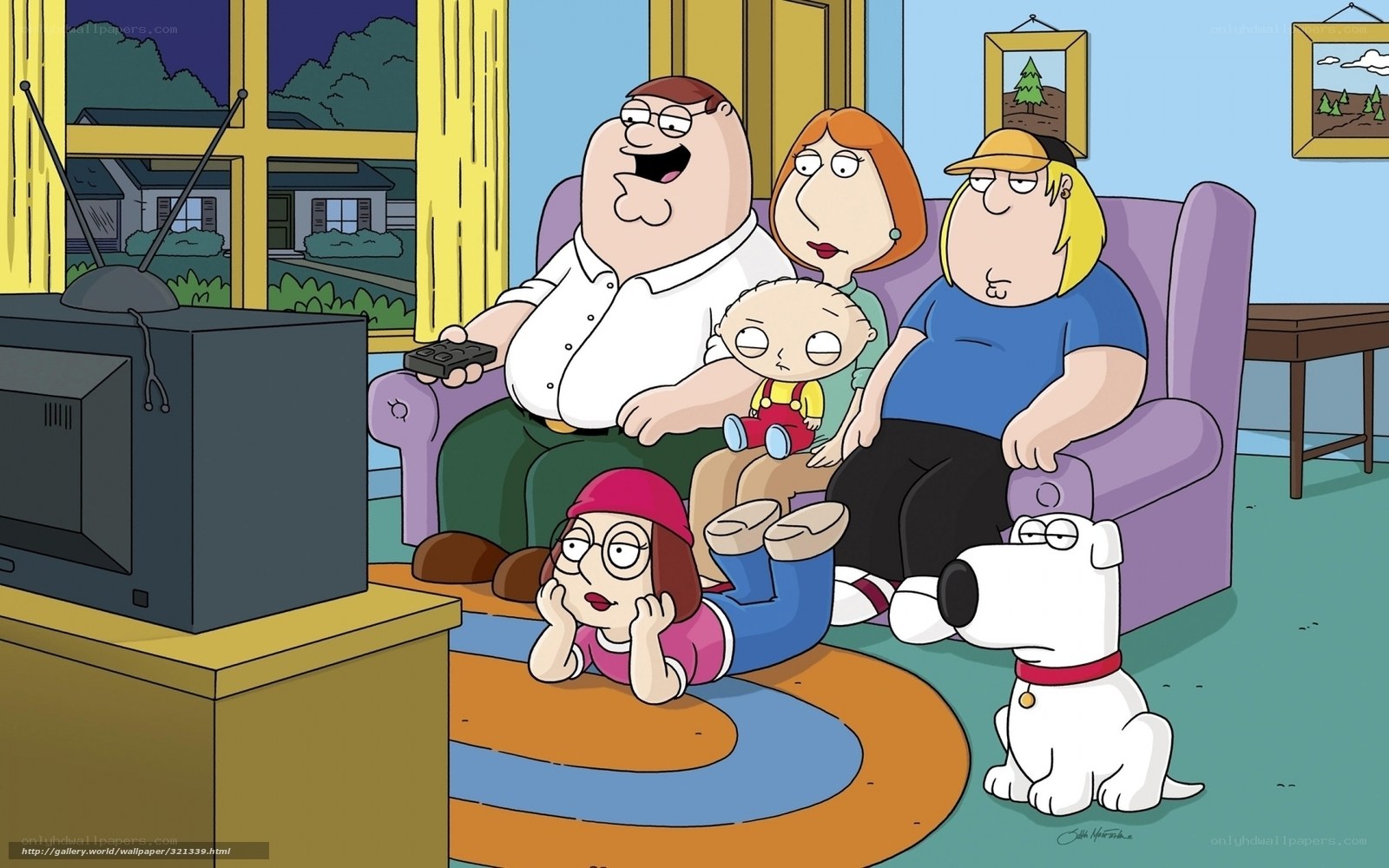 Family watching TV together