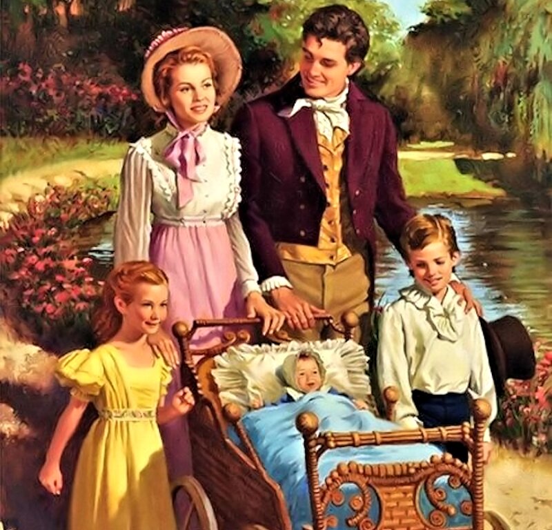 Family with Baby Carriage