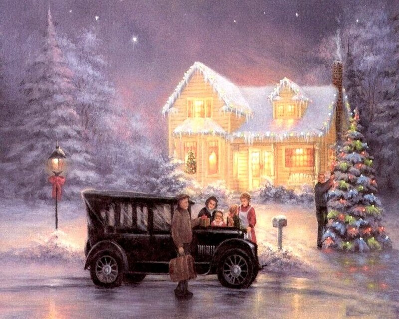 Family with Car and Tree