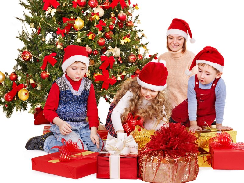 Family with Children at Tree