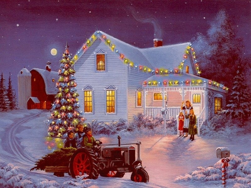 Family with Christmas Tree