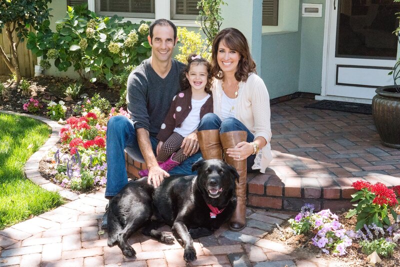 Family with Dog in Garden