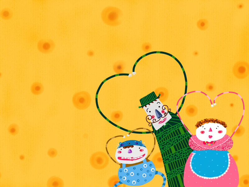 Family with Heart Shapes