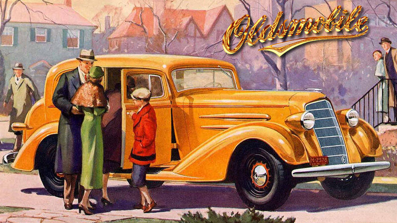 Family with Vintage Car — Yellow