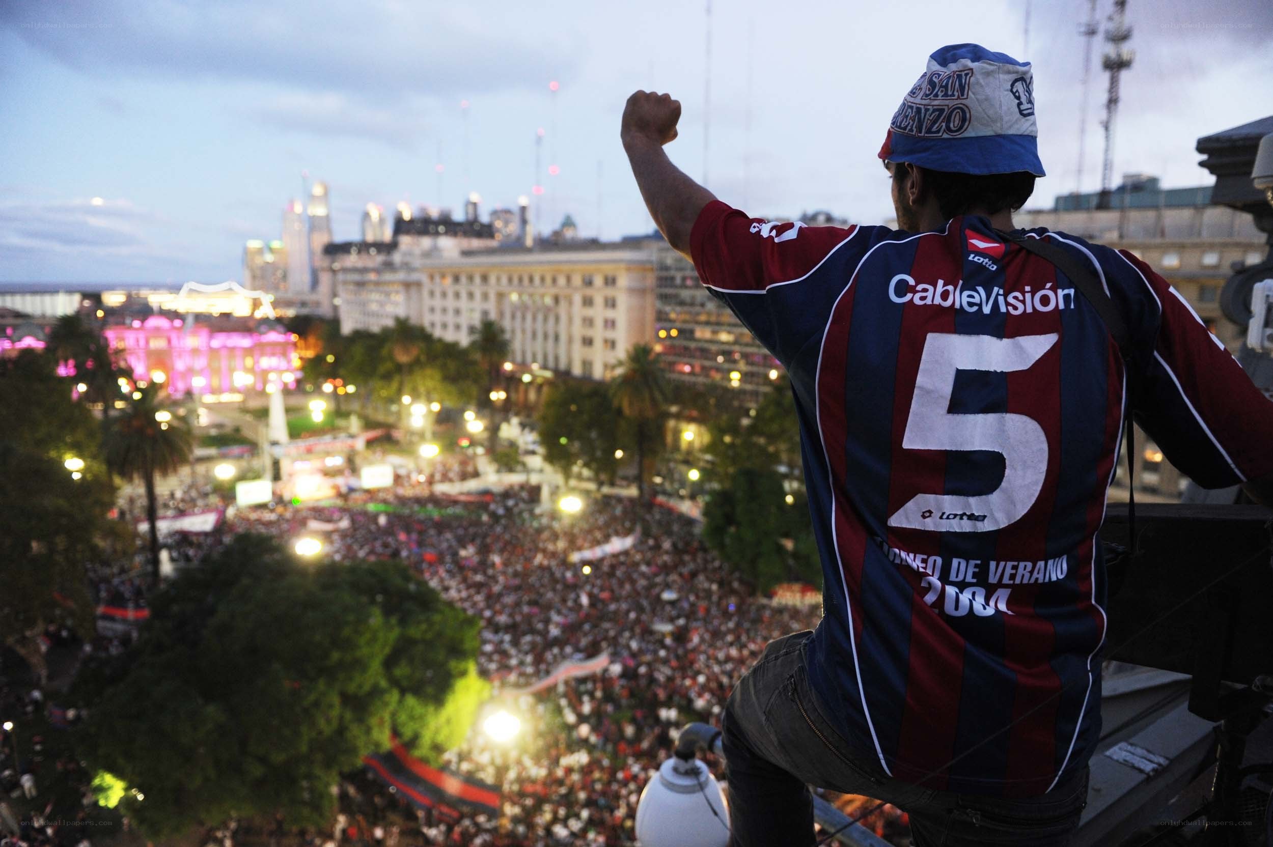 Fan cheering at a rally