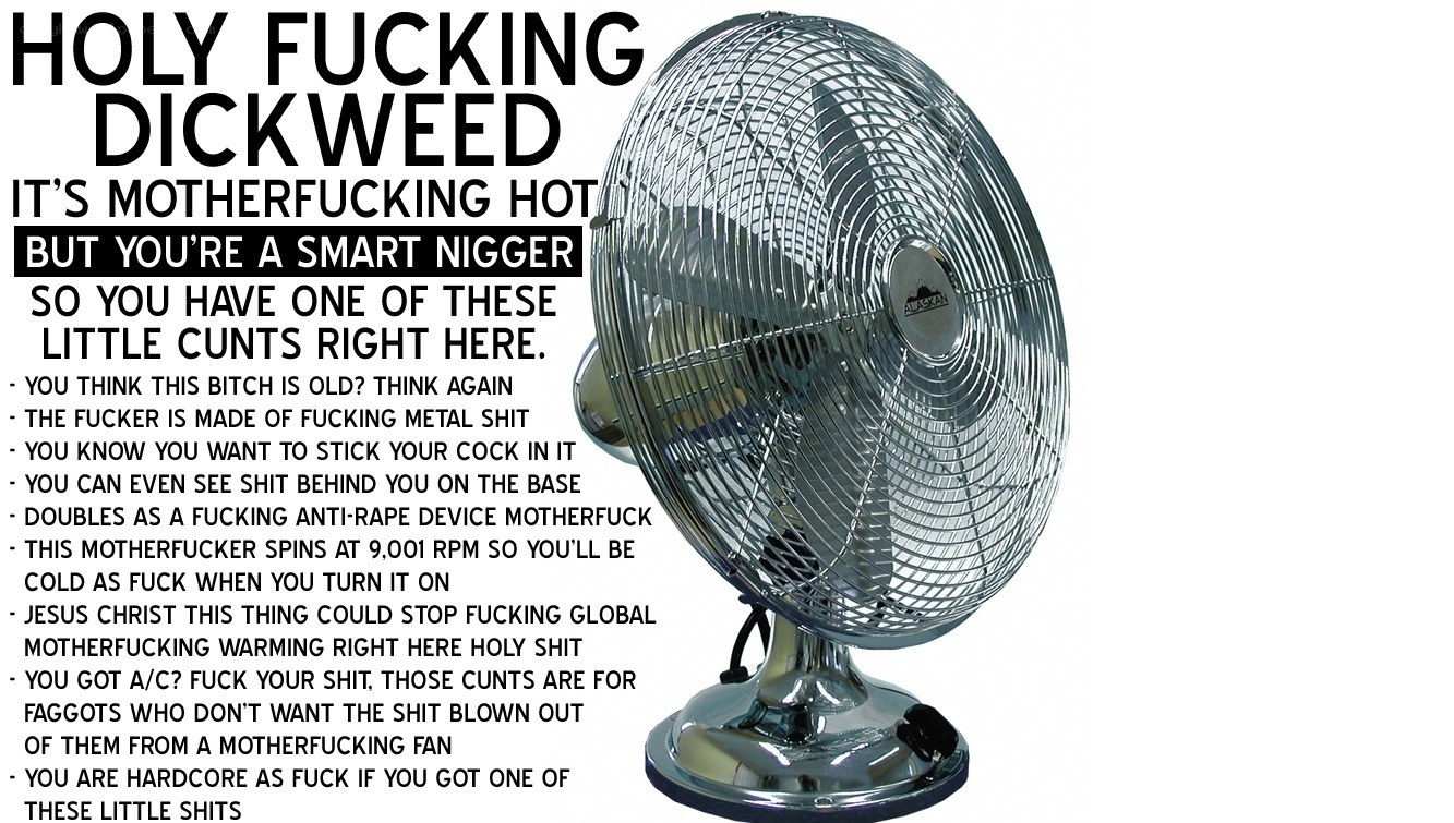 fan with offensive text