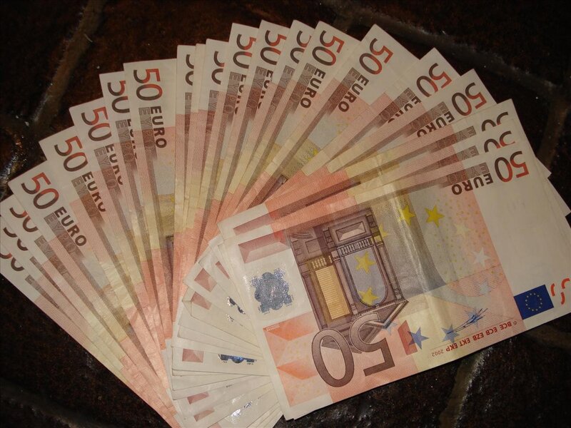 fanned fifty euro banknotes