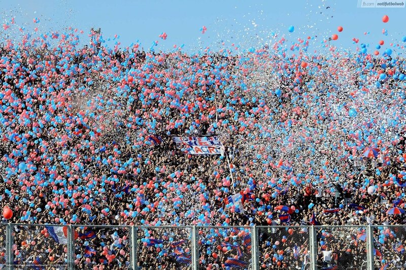 Fans celebrating with balloons
