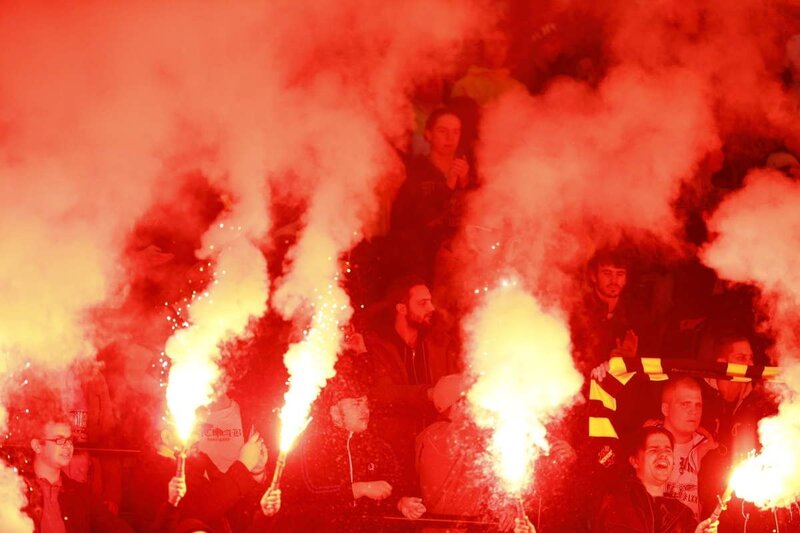 Fans with Flares — Red, Chaotic, Night
