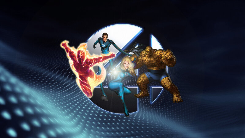 Fantastic Four Characters — Blue, Dramatic, Digital Art