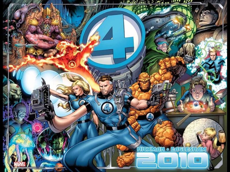 Fantastic Four Team — Blue, Dramatic, Comic, Superheroes