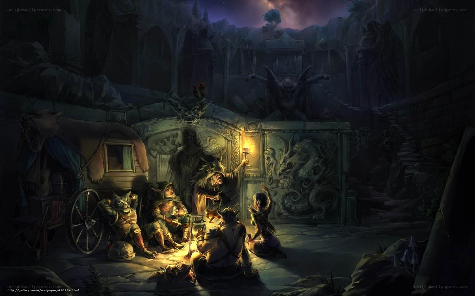 Fantasy adventurers at camp