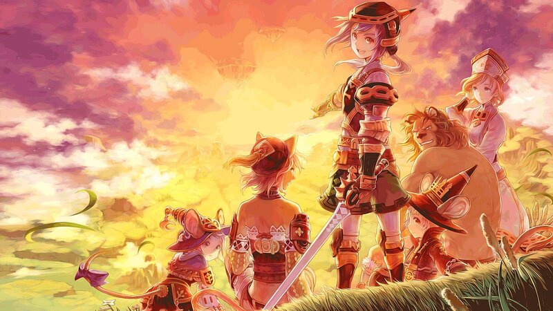 fantasy adventurers at sunset