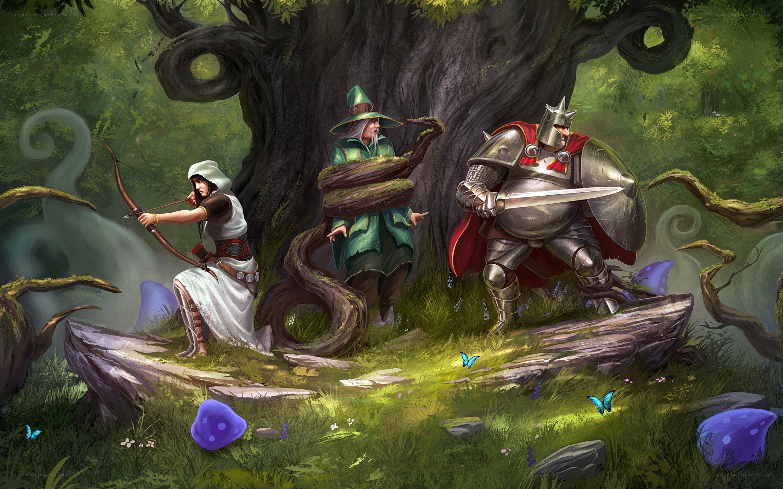 Fantasy adventurers in a forest